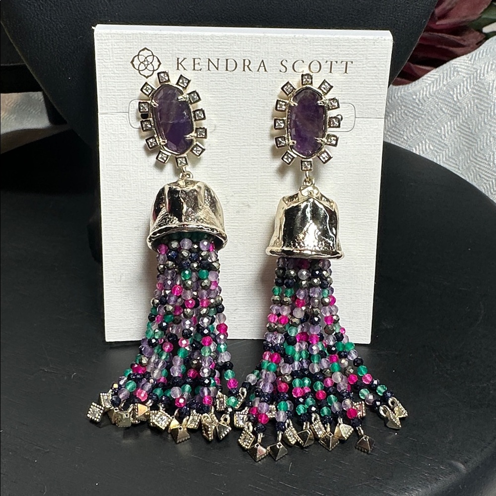 Kendra Scott earrings “Decker” tassel purple amethyst dangles